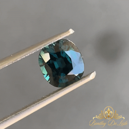 2.13ct teal green cushion cut Australian sapphire bentley de lisle brisbane jeweller