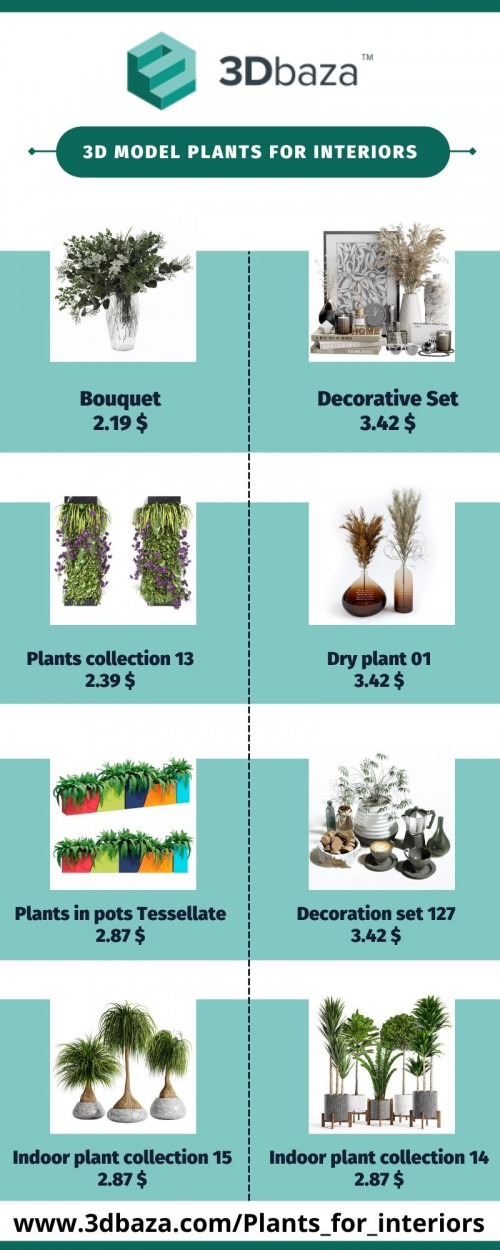 Buy quality 3D models ❬❬ plants for interiors at https://3dbaza.com/Plants_for_interiors . 3d plant models available for download in any file format, including max, 3ds, obj, fbx, c4d.