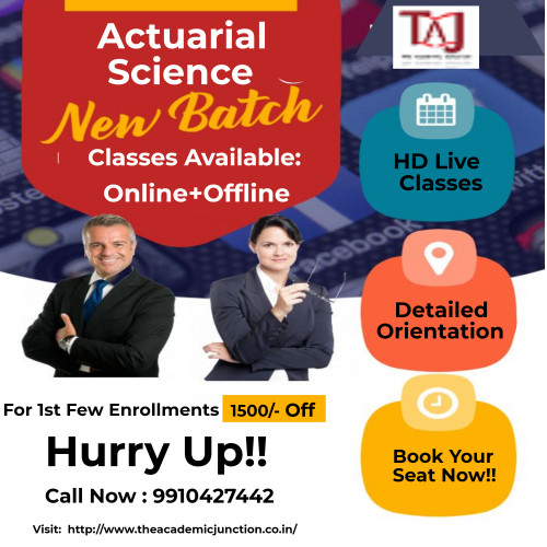 Sounds like something you may be interested in? Actuarial science is the systematic study of insurance data, i.e. data that relate to morbidity or mortality or financial loss. It is the field of study relating to the quantification of risk using math, probability and statistics for this you need highly specialized skills primarily used in the insurance industry to ensure that insurance companies are financially stable now. Well, I’m sure you have lots of questions regarding which institute is best for this course visit the  best actuarial science institutes in India.  This site will help you further for the actuarial science field and whether it’s right for you or not. For this you can directly call our team to know more about this dial +09910427442 and our  faculty will guide you perfectly.

* Classroom, Online and Video Classes Available.

For details contact-
TAJ- The Academic Junction
9910427442

YouTube - https://youtube.com/channel/UCG-sBwMazjxEgf1ZQ9DfoNg
LinkedIn -https://www.linkedin.com/company/the-academic-junction
Instagram- https://instagram.com/theacademicjunction?igshid=17gh8vloq3hx8

#AcetCoachingNearMe  #ActuarialScienceVideoLectures #BestActuarialScienceCoachingInMumbai #OnlineActuarialScienceClasses  #OnlineActuarialCoaching #ActuarialScienceDTHClasses #ActuarialScience  #BestActuarialScienceInstitutesinIndia #BestActuarialScienceInstitutesinMumbai #BestActuarialScienceInstitutesinBangalore #BestActuarialScienceInstitutesinKolkata #ActuarialScienceInstitutesinIndia