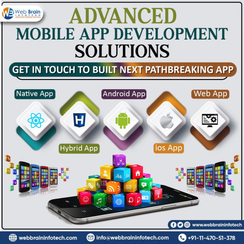 Web Brain InfoTech can help you develop advanced mobile apps for your business requirements. We offer the right tool to grow your business. We can help you achieve your business goals with our advanced mobile app development solutions. We offer both native and hybrid application with advanced features to our clients.