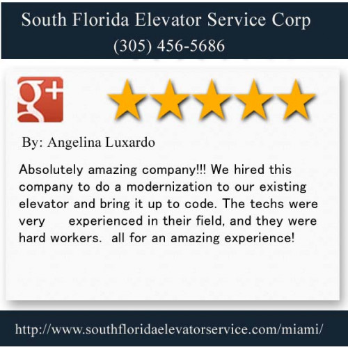 South Florida Elevator Service Corp.
6956 NW 51st ST
Miami FL 33166
(305) 456-5686

http://www.southfloridaelevatorservice.com/deerfield-beach/