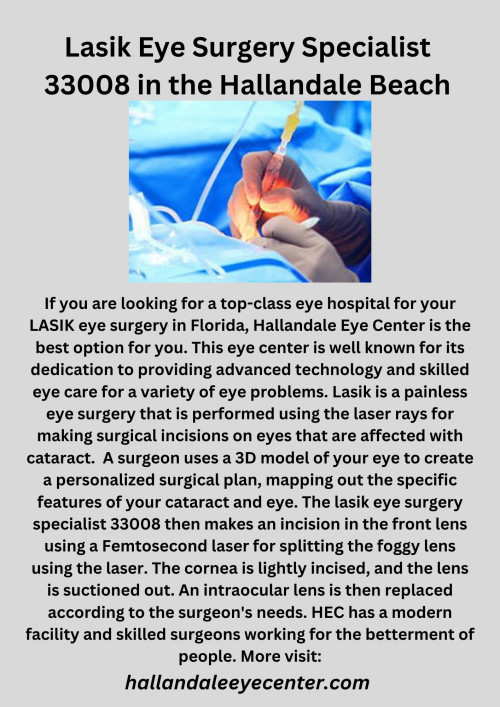 Lasik Eye Surgery Specialist 33008 in the Hallandale Beach