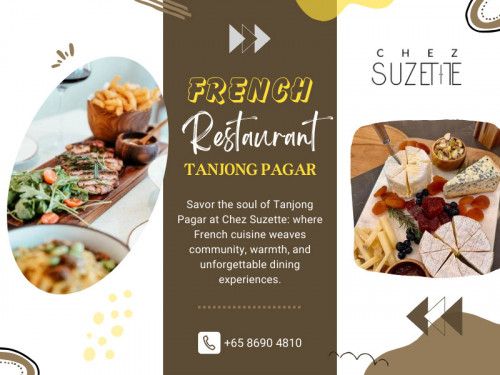 Whether you're a fan of classic French dishes or looking to explore new flavors with a modern twist, the French restaurant Tanjong Pagar is the perfect destination to satiate your cravings for exquisite French cuisine. 

Official Website : https://www.chezsuzette.sg/

Chez Suzette
Address: 5 Teck Lim Rd, #01-01, Singapore 088383
Phone: +6586904810

Find us on Google Maps: https://maps.app.goo.gl/KzY5ko9t3hDgZFRo9

Our Profile: https://gifyu.com/chezsuzette

More Images:
https://rcut.in/YKJyTk13
https://rcut.in/0hkhYhSs
https://rcut.in/9YselIQO
https://rcut.in/KuAKsSzU
https://rcut.in/7Hk2nheL
https://rcut.in/KufM4Y9q