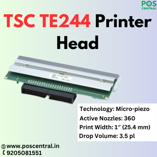 The TSC TE244 printer head is an essential component of the TSC TE244 barcode printer, operating at 203 dots per inch (DPI). This printhead module ensures precise and clear printing of labels, receipts, and barcodes, crucial for various industries like retail, healthcare, and logistics. Its high resolution guarantees sharp and accurate output, enhancing readability and efficiency in product labelling and tracking. With easy installation and compatibility, it seamlessly integrates into existing printing setups, providing a cost-effective solution for businesses of all sizes. Shop TE244 printer head at affordable prices from POS Central India. Visit https://www.poscentral.in/print-head-module-203-dpi.html