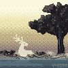 the same ghostly deer lake scene, but with notably less animation frames
