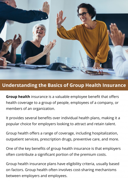 Group health insurance is a policy provided by employers to cover a group of employees. It offers comprehensive healthcare coverage, often at lower costs due to shared premiums. Typically, employers contribute to premium payments. The coverage promotes a healthy work environment, attracts and retains talent, and ensures employees have access to medical care, enhancing overall well-being. To know more visit here https://www.capbluecross.com/wps/portal/cap/employer/shop-group-plans