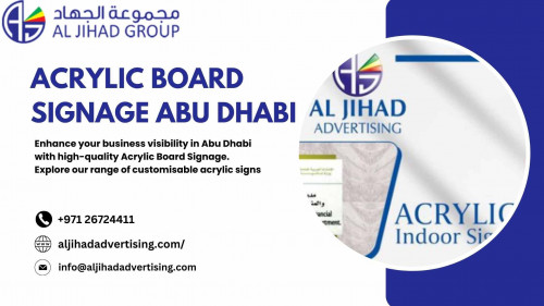 We are one of the leading Digital designing, marketing & printing Brand in UAE. Equipped with state of the art modern technology & highly experienced professional

Website: http://aljihadadvertising.com/
Address: P.Box No. : 34768 Behind Eldorado Cinema Abu Dhabi, United Arab Emirates
Business Email: info@aljihadadvertising.com
Phone: 971 2 6724411, 971 2 6724422
+971 26724411