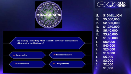 Who Wants To Be a Millionaire Question Card 6