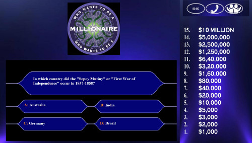 Who Wants To Be a Millionaire Question Card 10