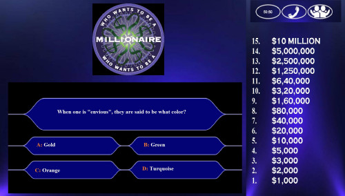 Who Wants To Be a Millionaire Question Card 8