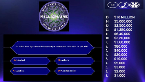 Who Wants To Be a Millionaire Question Card 11