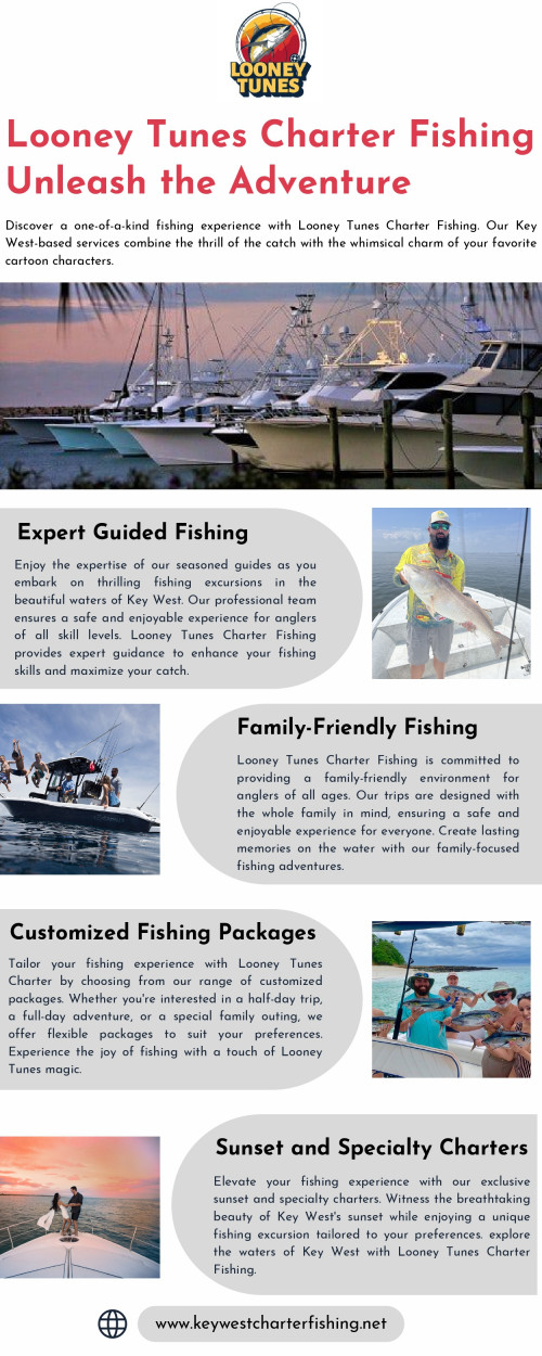 Experience the thrill of Looney Tunes Charter Fishing in key west. With the help of our knowledgeable experts, dive into an amazing adventure on the water. Make your travel plans right away to ensure a day full of excitement and lifelong memories. Join us for an unforgettable event in the sea. Book your trip now. For more information, visit us at https://keywestcharterfishing.net/
