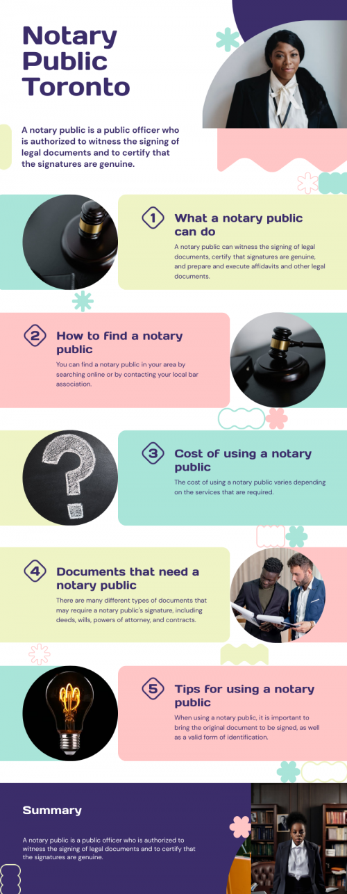 Notary Public Toronto offers efficient and reliable notarization services, including document certification, consent letters, and powers of attorney. Located in the heart of Toronto, they provide a seamless experience with professional notaries, ensuring legal accuracy and customer satisfaction. Their services are designed for individuals and businesses alike, emphasizing affordability and convenience. Please check out our infographic or Visit their website for more information: https://notarypublictoronto.ca/

#law
#legal
#lawyer
#paralegal
#notary
#notary_public
#notary_public_Toronto
#notary_public_near_me
#Toronto_notary_public