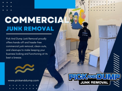 Professional commercial junk removal services offer far-reaching benefits beyond just keeping the workspace clean. From enhancing safety and productivity to maintaining professionalism and environmental responsibility, investing in professional junk removal is essential for businesses looking to thrive in today's competitive landscape. 

Official Website: https://www.pickanddump.com

Pick and Dump Junk Removal
Address: 333 Palm Ave, Chula Vista, CA 91911, United States
Phone: 619-552-2885

Google Map URL: https://maps.app.goo.gl/GXivuWLvMi7ATkoDA

Our Profile: https://gifyu.com/pickanddump

More Photos:

https://tinyurl.com/2ymzpgca
https://tinyurl.com/2yfndt5z
https://tinyurl.com/mryyh7hh
https://tinyurl.com/27nfw8a9
