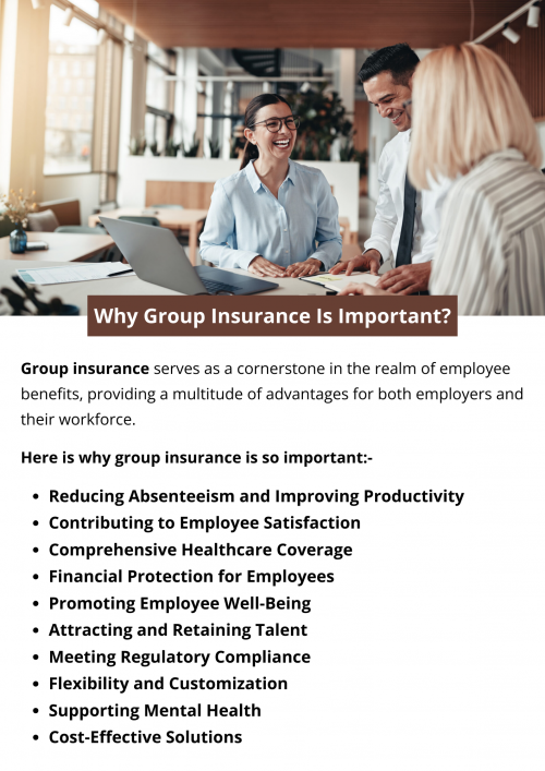 Group insurance is crucial for businesses as it provides affordable coverage to employees, promoting a healthy workforce. It enhances employee retention and attracts top talent, contributing to a positive work environment. Group insurance offers financial protection against medical expenses, reducing individual burdens. By fostering a sense of security and well-being, it boosts morale and productivity. To know more visit here https://www.capbluecross.com/wps/portal/cap/employer/shop-group-plans