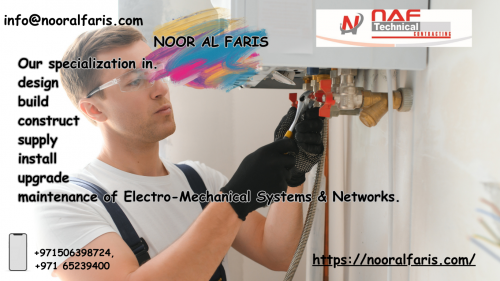 NOOR AL FARIS TECHNICAL CONTRACTING is a Mechanical, Electrical, and Emergency plumber dubai contracting company located in the United Arab Emirates that specializes in Electro-Mechanical Systems & Networks, Utilities, and Equipment design, build, construct, supply, install, service, upgrade, and maintenance. Engineering, documentation, shop drawings, coordinating drawings, testing, and commissioning are all included in our responsibilities. 
https://nooralfaris.com/dubai/emergency-plumber-in-dubai/