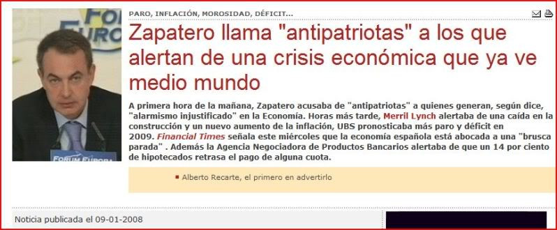 Zapatero admite que la crisis fue culpa suya