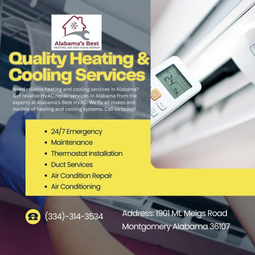 Need reliable heating and cooling services in Alabama? Get reliable HVAC repair services in Alabama from the experts at Alabama's Best HVAC. We fix all makes and models of heating and cooling systems. Call us today!

More Info:-https://alabamasbesthvac.com/services/