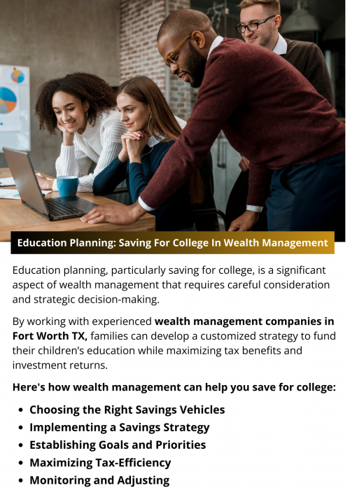 Investing in education is one of the most important decisions a family can make for their children’s future. However, the rising costs of tuition, room and board, and other expenses associated with college education can present significant financial challenges. Education planning through wealth management helps families address challenges by creating a structured approach to saving and investing for college expenses. To know more visit here https://www.alignedwealthadv.com/