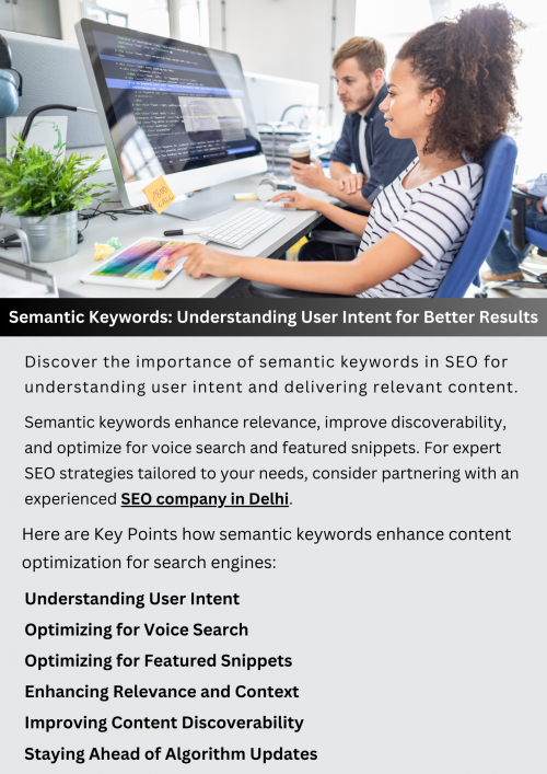 Semantic keywords play a crucial role in understanding user intent for improved search engine optimization (SEO) results. By focusing on the meaning behind search queries rather than just specific words, businesses can better align their content with what users are seeking. Understanding semantic keywords allows for more effective targeting of audience needs and preferences, resulting in better overall SEO performance. To know more visit here https://singhimarketingsolutions.com/seo-services/delhi/