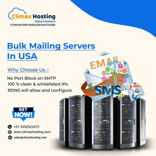 Climax Hosting offers premium Bulk Mailing Servers in the USA, designed to handle large-scale email campaigns with ease. Trust our robust infrastructure and expert support to ensure your messages reach their destination promptly.

https://www.climaxhosting.com/bulk-mailing-server.php