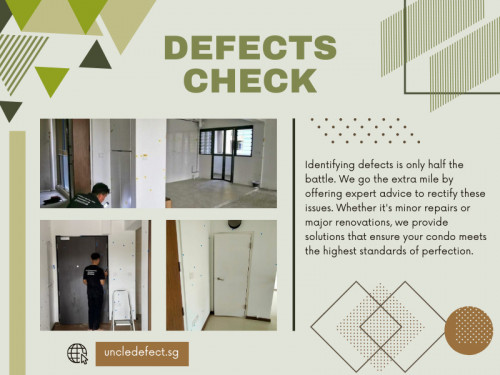 When purchasing a Build-To-Order (BTO) home, it's crucial to be vigilant and thorough in potential BTO defects check. Common issues to watch out for include uneven flooring, cracks in walls or ceilings, faulty electrical outlets or switches, plumbing leaks, and poorly installed fixtures.

Official Website : https://uncledefect.sg/

Uncle Defect SG
Address : 15 Duku Rd, Singapore 429165
Call Us : +6593233338

Find us on Google Map : https://maps.app.goo.gl/NNV2wYLFar2raHk4A

My Profile : https://gifyu.com/uncledefect

More Images :
https://tinyurl.com/fhpvbn7a
https://tinyurl.com/5yu8x5zk
https://tinyurl.com/3bp8b7v7
https://tinyurl.com/2ax8wc7r