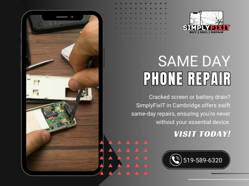 Whether it's a cracked screen, a malfunctioning battery, or software issues, their skilled technicians can diagnose and resolve the problem efficiently. With Same day phone repair options available, you won't have to endure prolonged periods without your device.


Official Website : https://www.simplyfixit.ca

Click here for more information: https://www.simplyfixit.ca/cambridge

SimplyFixIT - Phone & Laptop - Cambridge
Address: 112 Main St, Cambridge, ON N1R 1V7, Canada
Phone: +15195896320

Find us on Google Maps: https://maps.app.goo.gl/2jpxE829fovNvJrg6

Our Profile: https://gifyu.com/simplyfixitcam

More Images:

https://rcut.in/tWoYryQs
https://rcut.in/arh2LSln
https://rcut.in/fOicDD57