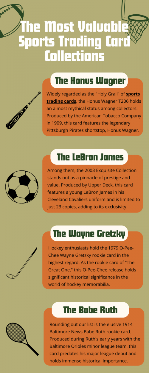 Some of the most valuable sports trading card collections include the Honus Wagner T206 card, Mickey Mantle 1952 Topps card, and LeBron James rookie cards. These cards fetch high prices at auctions due to their rarity, condition, and significance in sports trading card history. Other valuable collections feature iconic athletes like Michael Jordan, Babe Ruth, and Tom Brady, commanding substantial prices in the market. To know more visit here https://thecardvault.co.uk/collections/yu-gi-oh-booster-boxes