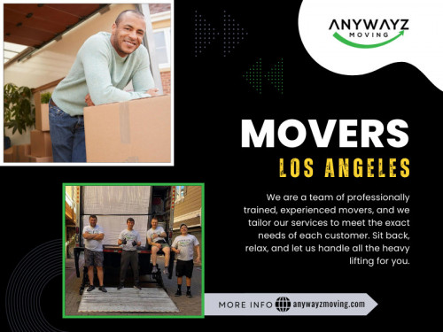 Pack Strategically with Professional Assistance Enlist the help of professional Movers Los Angeles for efficient and strategic packing. They have the expertise and equipment to pack your belongings safely and securely. 
If you prefer to pack yourself, ask the movers for tips on proper packing techniques. Label boxes clearly by room or category to facilitate easier unpacking and placement in your new home.

Our Official Website: https://anywayzmoving.com/

Click Here For More Information : https://anywayzmoving.com/los-angeles-movers

Anywayz Moving
Address:		5877 San Vicente Blvd.Suite # 111 Los Angeles California 90019 United States
Phone Number:		818-293-8294
Email:			info@anywayzmoving.com
		
Find Us On Google Map:	https://g.co/kgs/BzgHaHs

Our Profile: https://gifyu.com/anywayzmoving

See More Images: 
http://gg.gg/1ac3ip
http://gg.gg/1ac3iq
http://gg.gg/1ac3io
http://gg.gg/1ac3in