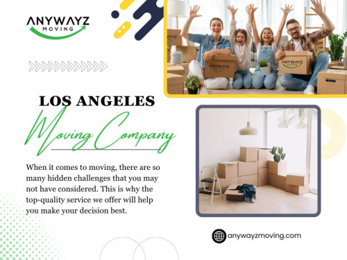 Moving Made Easy: Top Tips For Selecting The Best Los Angeles Moving Company! Are you planning to move? Are you in need of a Los Angeles moving company that can make your transition smooth and stress-free? Look no further! 
Moving to a new home or office can be a daunting task, but with the right moving company by your side, the process can be simplified and even enjoyable. In this blog, we'll explore some top tips for selecting the best Los Angeles moving company to meet your needs.

Our Official Website: https://anywayzmoving.com/

Click Here For More Information : https://anywayzmoving.com/los-angeles-movers

Anywayz Moving
Address:		5877 San Vicente Blvd.Suite # 111 Los Angeles California 90019 United States
Phone Number:		818-293-8294
Email:			info@anywayzmoving.com
		
Find Us On Google Map:	https://g.co/kgs/BzgHaHs

Our Profile: https://gifyu.com/anywayzmoving

See More Images: 
http://gg.gg/1ac3im
http://gg.gg/1ac3iq
http://gg.gg/1ac3io
http://gg.gg/1ac3in