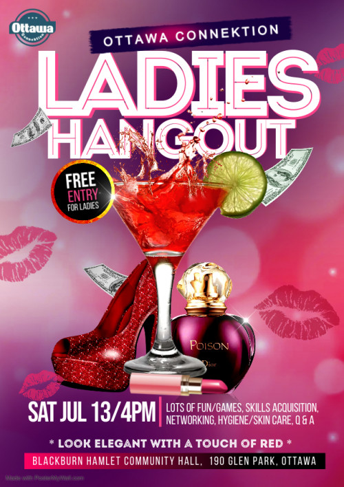 Ottawa Connektion is organizing AFRO-CARIBBEAN LADIES HANGOUT season2 event by Ottawa Connektion on 2024–07–13 04 PM in Canada, we are selling the tickets for AFRO-CARIBBEAN LADIES HANGOUT season2. https://www.ticketgateway.com/event/view/ladie-hangout-season2