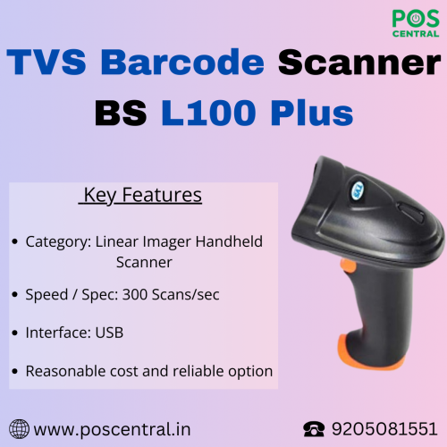 Introducing the TVS BS L100 Plus, your ultimate barcode scanning partner! Engineered for efficiency, this scanner guarantees rapid and precise barcode scans, simplifying your tasks across various industries. Its ergonomic build and intuitive interface enhance user experience, making work effortless. Ideal for retail, logistics, or healthcare settings, the TVS BS L100 Plus Barcode Scanner from POS Central India optimizes workflow with unmatched performance and convenience. Visit https://www.poscentral.in/tvs-bs-l100-plus-barcode-scanner.html