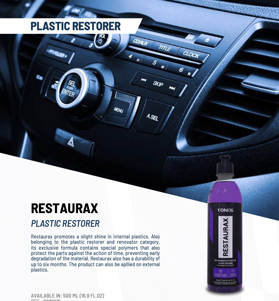 Vonixx Restaurax Plastic Restorer 16.9 fl oz (500ml)