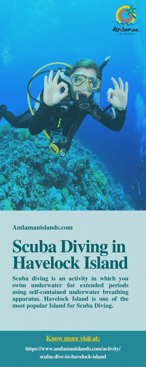 Scuba diving is an activity in which you swim underwater for extended periods using self-contained underwater breathing apparatus. Andaman Islands offers the best tour packages of Scuba Diving in Havelock Island at the very affordable price. To know more visit at https://www.andamanislands.com/activity/scuba-dive-in-havelock-island