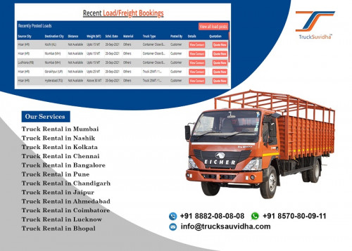 Truck Suvidha is a platform to find truck/load online or book truck online that crosses over any barrier between burden proprietors and truck proprietors in India.