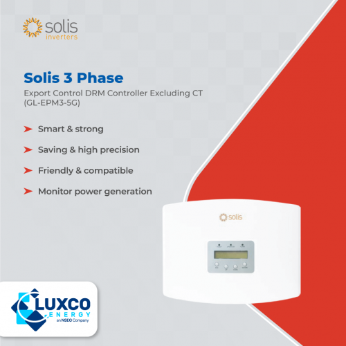 Solis 3 Phase
Export control DRM controller Excluding CT
(GL-EPM3-5G)
-Smart & strong
-Saving & high precision
-Friendly & Compatible
-Monitor Power generation.

Click here to order: https://www.luxcoenergy.com.au/