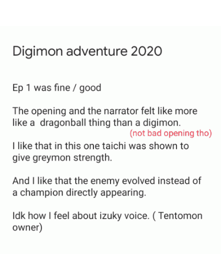 Some of my thoughts about the first 10 episodes of the digimon adventure reboot.