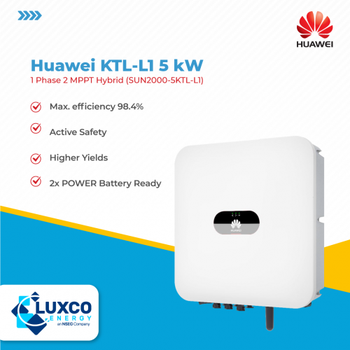 Solar Huwei KTL-L1 5kW Hybrid
1 Phase 2 MPPT Hybrid(SUN2000-5KTL-L1)

1. Max.efficiency 98.4%
2. Active Safety
3. Higher Yields
4. 2x POWER Battery Ready

visit our site: https://www.luxcoenergy.com.au/wholesale-solar-inverters/huawei/